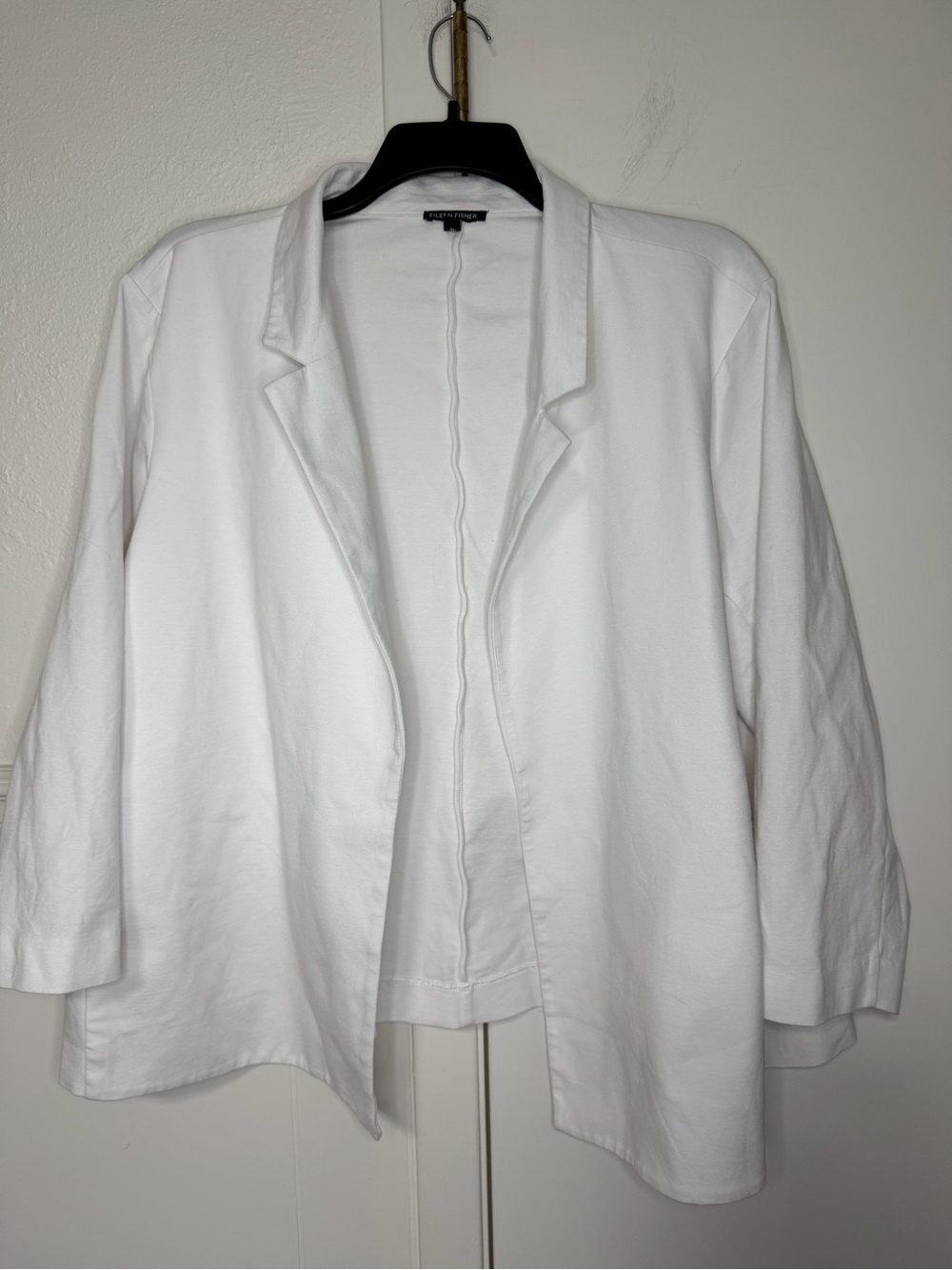Eileen Fisher White Open-Front Unstructured Blazer 3X